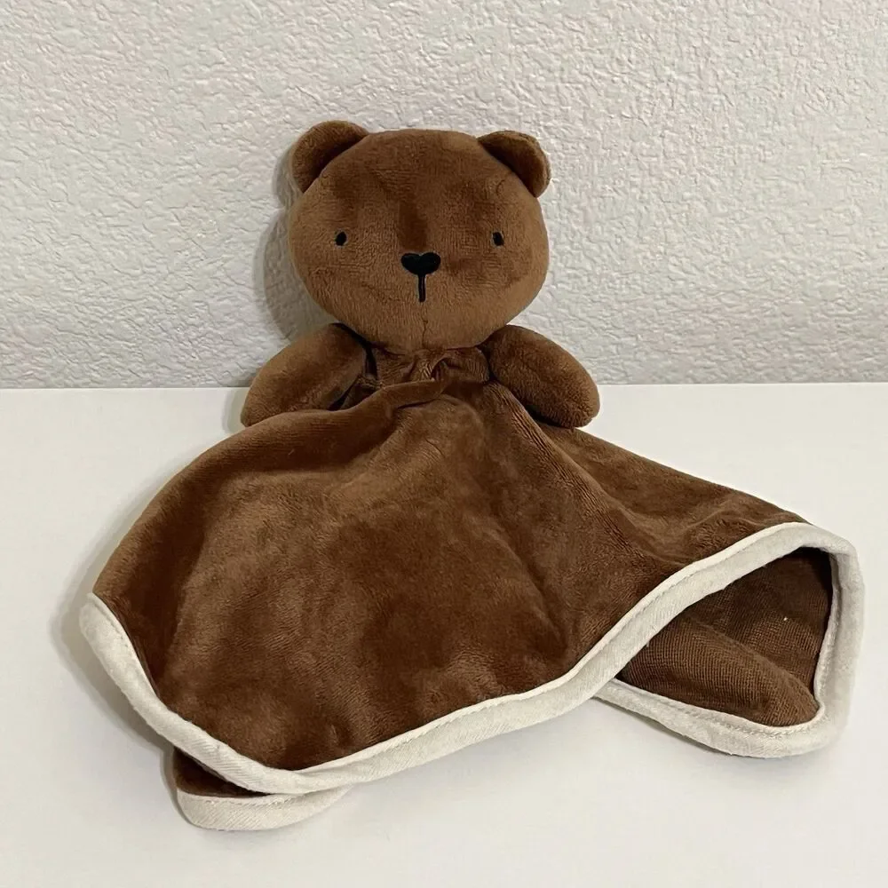 G & W Kids Brown Teddy Bear Velour Security Blanket Lovey Lovie Blankie